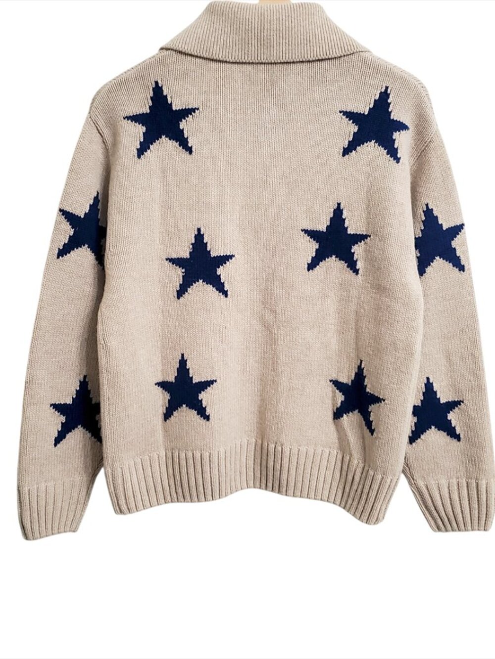 Rails Beige Zip Star Cardigan with Navy Stars - Picture 6 of 15